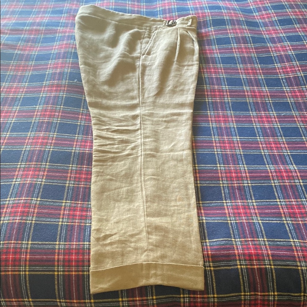 Lucan Ghurka Trousers in 100% khaki linen. Made in England